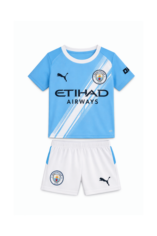 Camisa Manchester City I 2025/26 - Kit Infantil